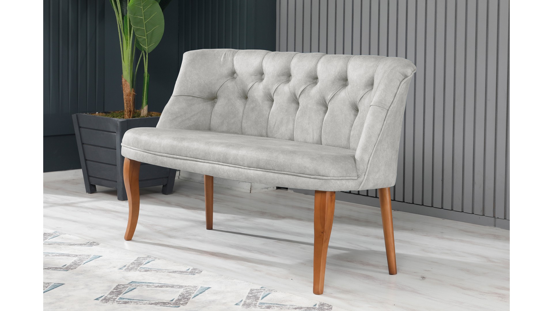 Roma Kolsuz Çay Seti Koltuk Takımı Nubuk Kumaş Kahve Ahşap Ayak Krem