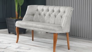 Roma Kolsuz Çay Seti Koltuk Takımı Nubuk Kumaş Kahve Ahşap Ayak Krem