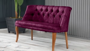 Roma Kolsuz Çay Seti Koltuk Takımı Nubuk Kumaş Kahve Ahşap Ayak Mürdüm