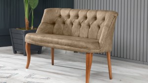 Roma Kolsuz Çay Seti Koltuk Takımı Nubuk Kumaş Kahve Ahşap Ayak Füme