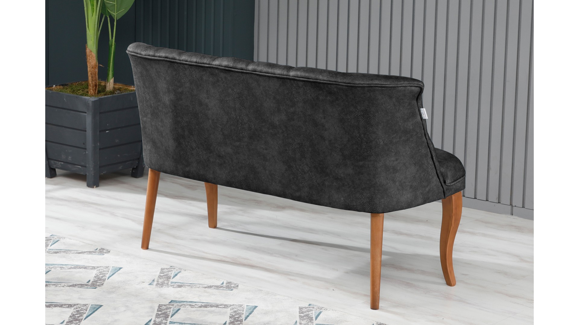 Roma Kolsuz Çay Seti Koltuk Takımı Nubuk Kumaş Kahve Ahşap Ayak Füme