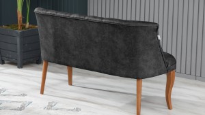 Roma Kolsuz Çay Seti Koltuk Takımı Nubuk Kumaş Kahve Ahşap Ayak Füme