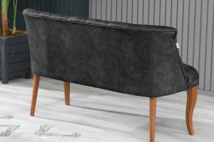 Roma Nubuk İkili Koltuk Füme Kahve Ahşap Ayak