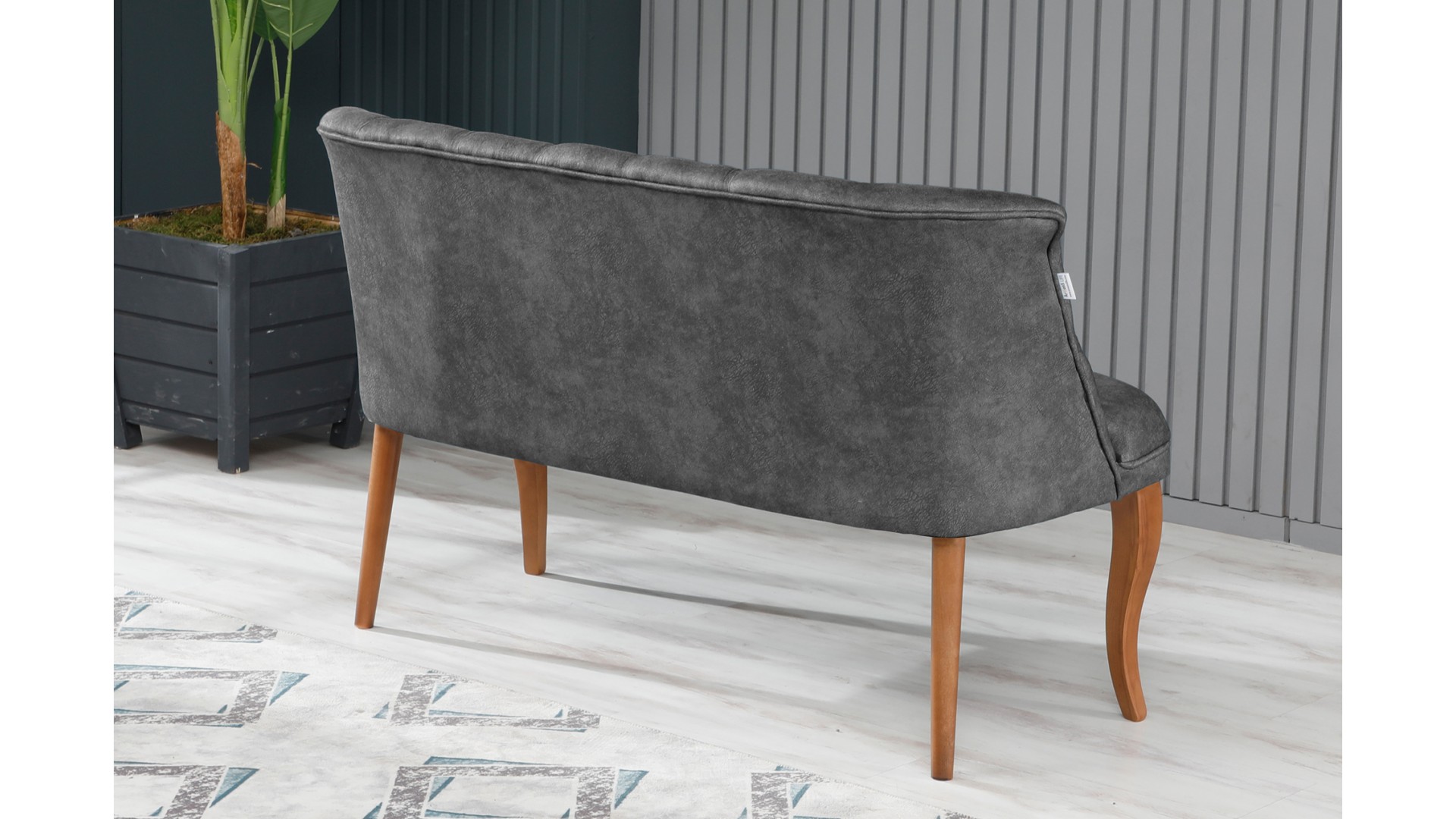 Roma Kolsuz Çay Seti İkili Koltuk Nubuk Kumaş Kahve Ahşap Ayak Gri