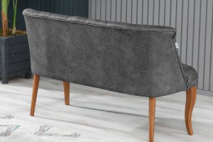 Roma Nubuk Koltuk Takımı Gri Kahve Ahşap Ayak