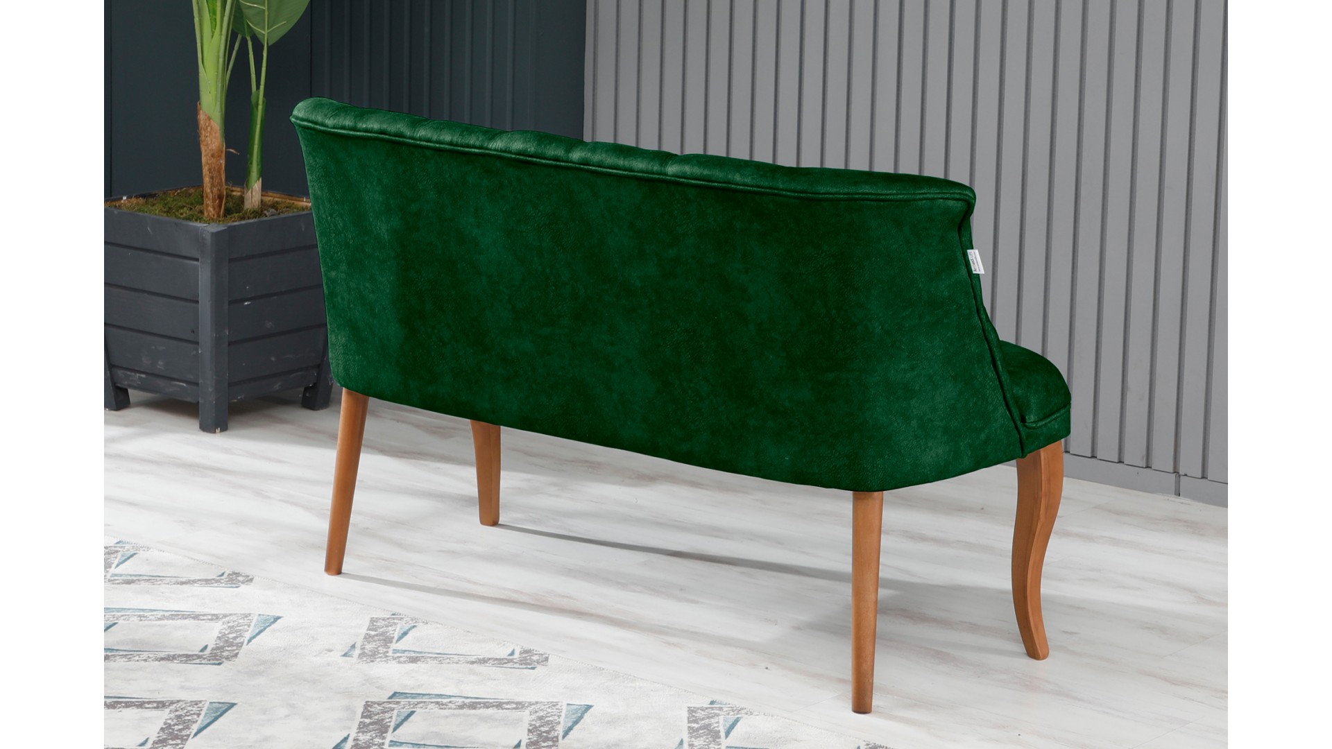 Roma Kolsuz Çay Seti Koltuk Takımı Nubuk Kumaş Kahve Ahşap Ayak Yeşil