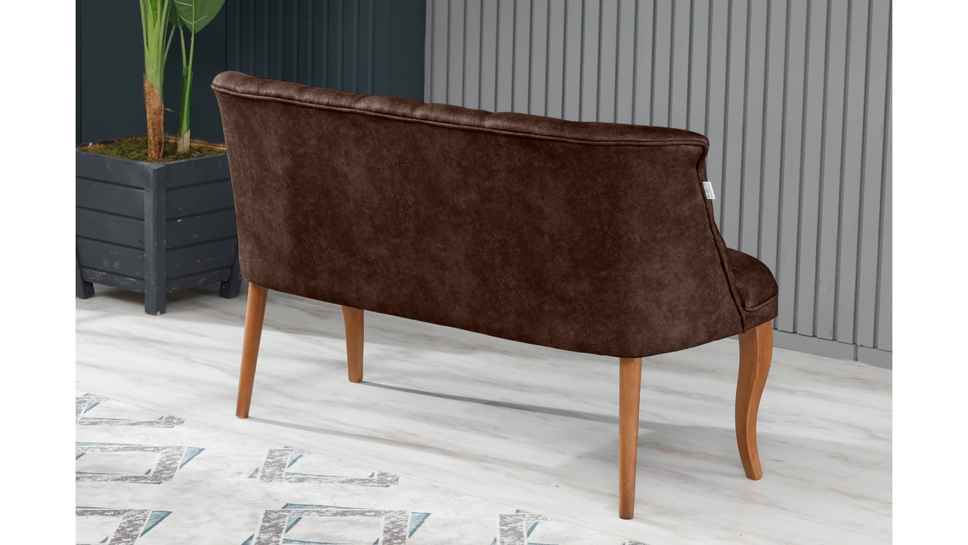 Roma Kolsuz Çay Seti Koltuk Takımı Nubuk Kumaş Kahve Ahşap Ayak Kahve