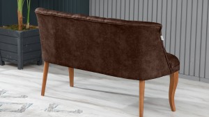 Roma Kolsuz Çay Seti Koltuk Takımı Nubuk Kumaş Kahve Ahşap Ayak Kahve