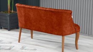 Roma Kolsuz Çay Seti Koltuk Takımı Nubuk Kumaş Kahve Ahşap Ayak Kiremit