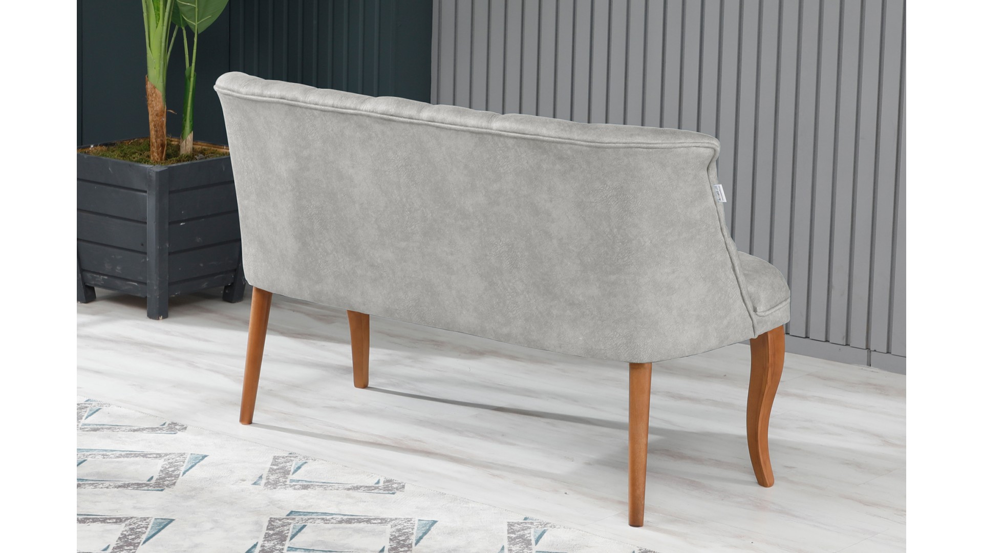 Roma Kolsuz Çay Seti Koltuk Takımı Nubuk Kumaş Kahve Ahşap Ayak Krem