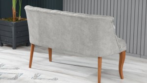 Roma Kolsuz Çay Seti Koltuk Takımı Nubuk Kumaş Kahve Ahşap Ayak Krem