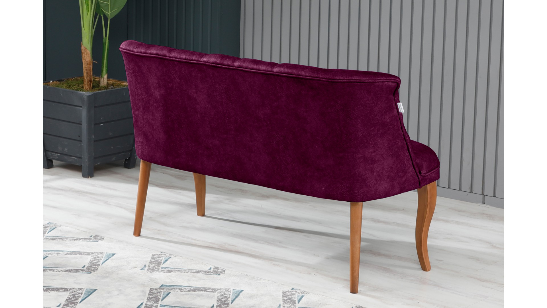 Roma Kolsuz Çay Seti Koltuk Takımı Nubuk Kumaş Kahve Ahşap Ayak Mürdüm