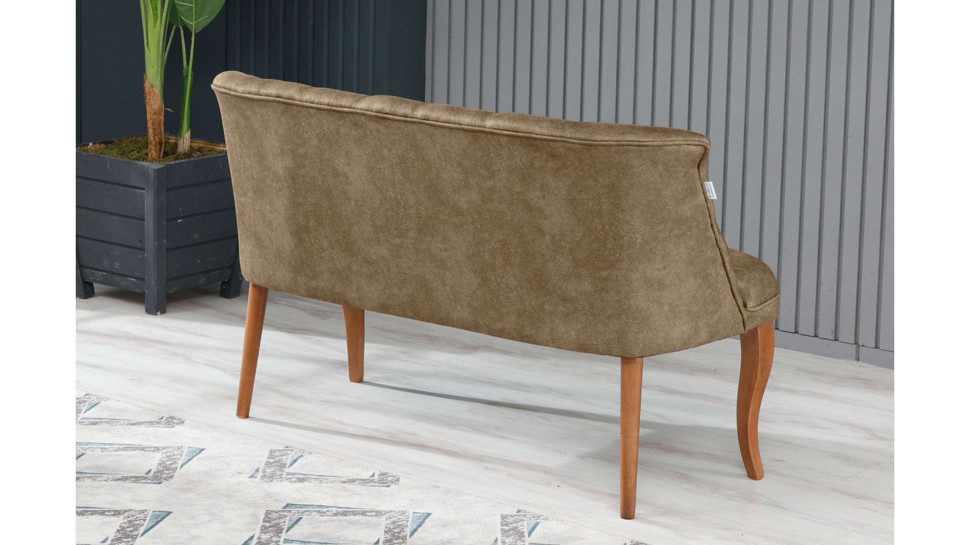 Roma Kolsuz Çay Seti Koltuk Takımı Nubuk Kumaş Kahve Ahşap Ayak Füme