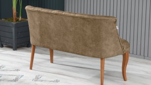 Roma Kolsuz Çay Seti Koltuk Takımı Nubuk Kumaş Kahve Ahşap Ayak Füme