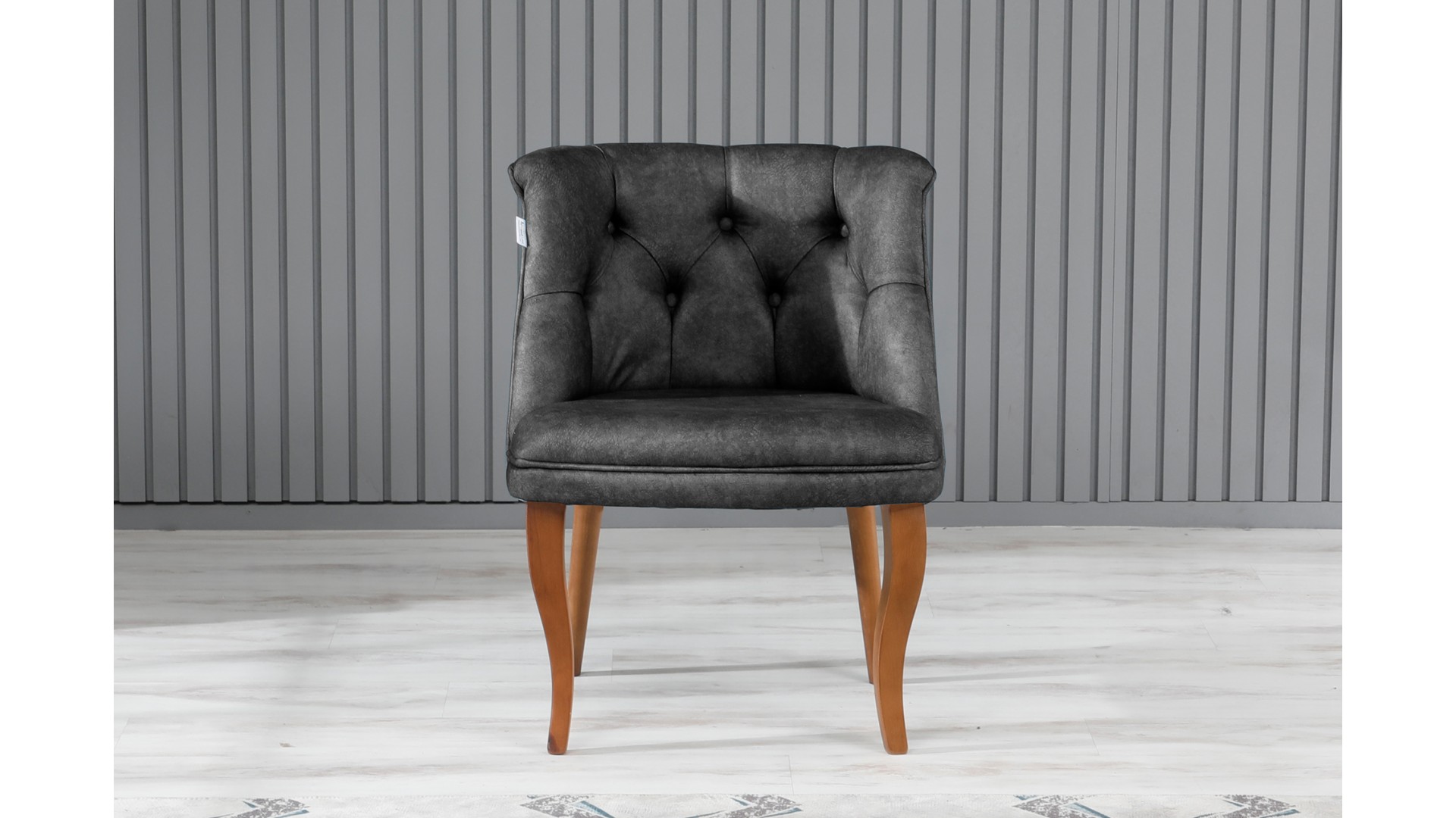 Roma Kolsuz Çay Seti Koltuk Takımı Nubuk Kumaş Kahve Ahşap Ayak Füme