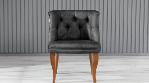 Roma Kolsuz Çay Seti Koltuk Takımı Nubuk Kumaş Kahve Ahşap Ayak Füme