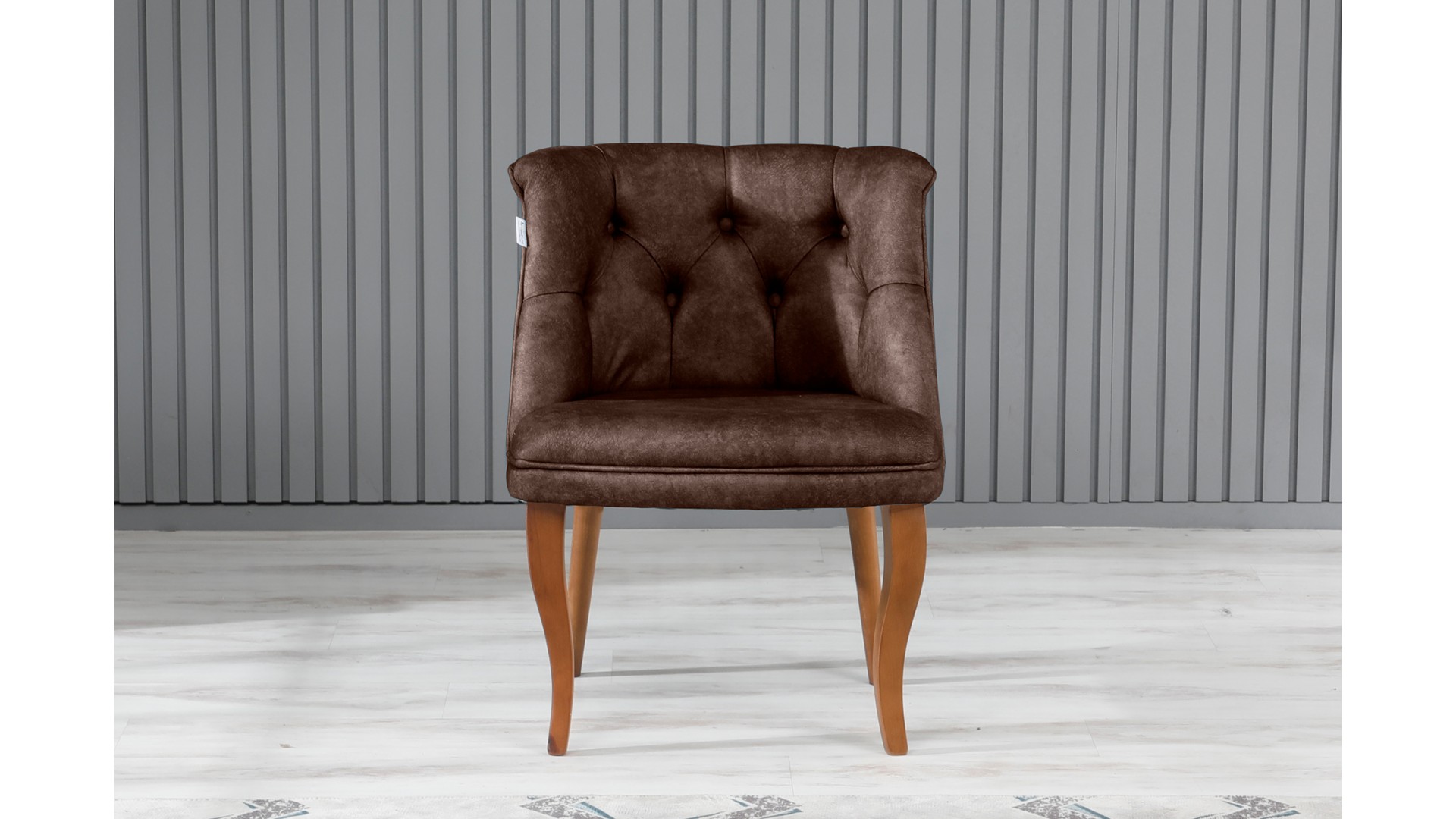 Roma Kolsuz Çay Seti Koltuk Takımı Nubuk Kumaş Kahve Ahşap Ayak Kahve