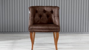 Roma Kolsuz Çay Seti Koltuk Takımı Nubuk Kumaş Kahve Ahşap Ayak Kahve