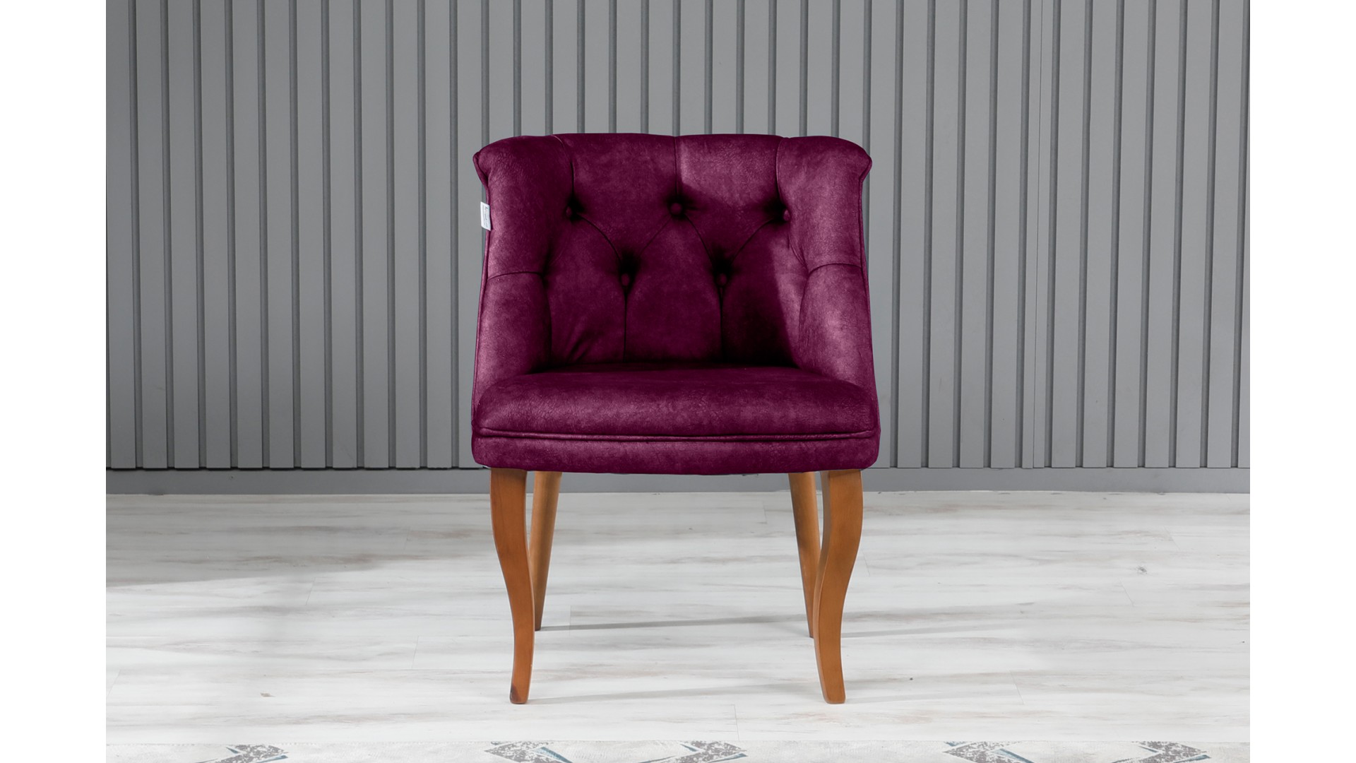 Roma Kolsuz Çay Seti Koltuk Takımı Nubuk Kumaş Kahve Ahşap Ayak Mürdüm