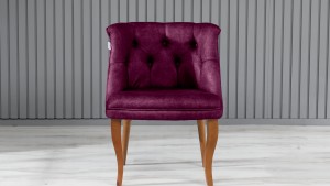 Roma Kolsuz Çay Seti Koltuk Takımı Nubuk Kumaş Kahve Ahşap Ayak Mürdüm