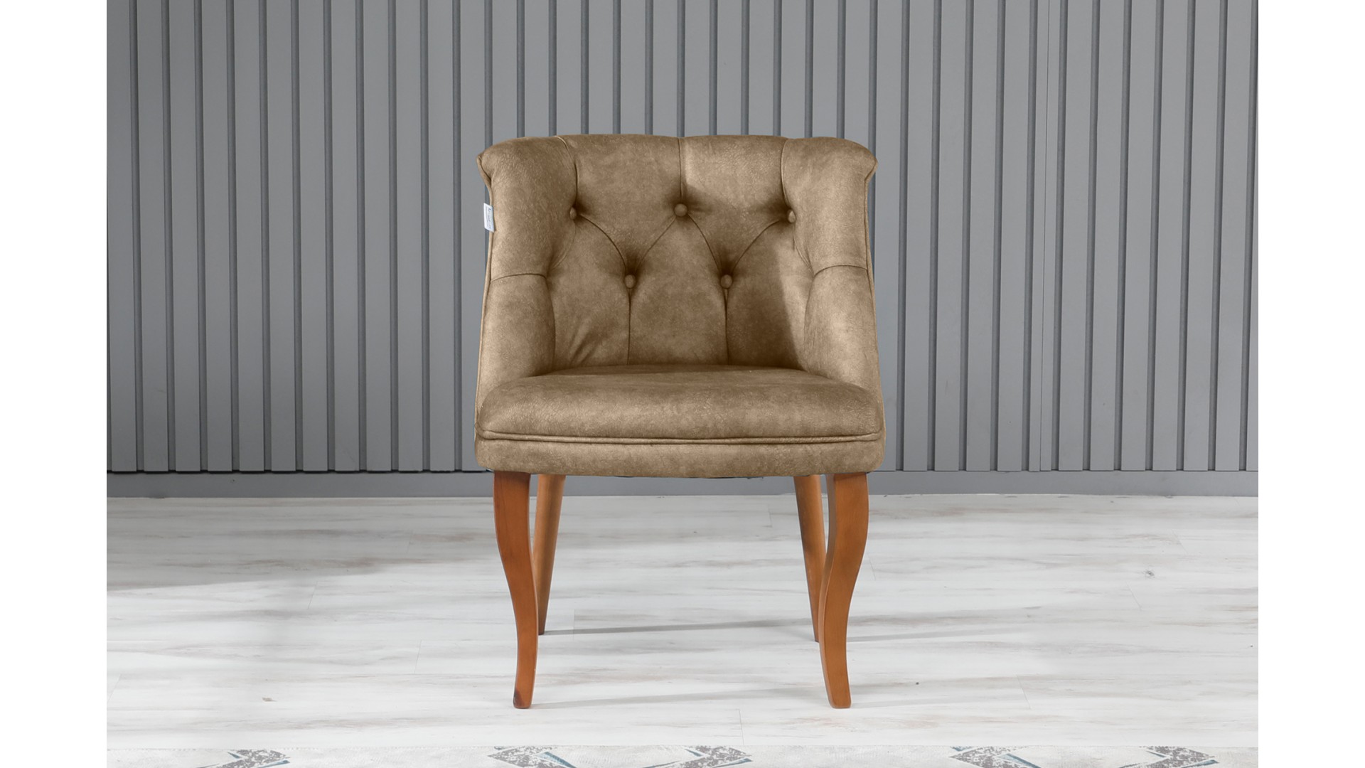 Roma Kolsuz Çay Seti Koltuk Takımı Nubuk Kumaş Kahve Ahşap Ayak Füme