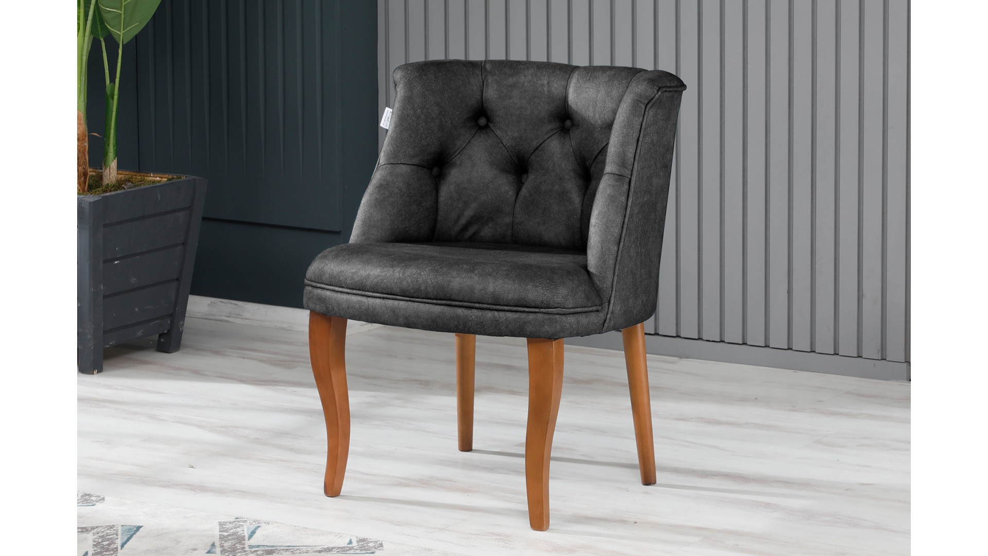 Roma Kolsuz Çay Seti Koltuk Takımı Nubuk Kumaş Kahve Ahşap Ayak Füme