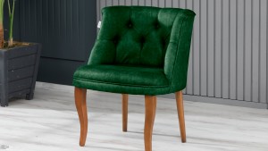 Roma Kolsuz Çay Seti Koltuk Takımı Nubuk Kumaş Kahve Ahşap Ayak Yeşil