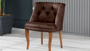 Roma Kolsuz Çay Seti Koltuk Takımı Nubuk Kumaş Kahve Ahşap Ayak Kahve