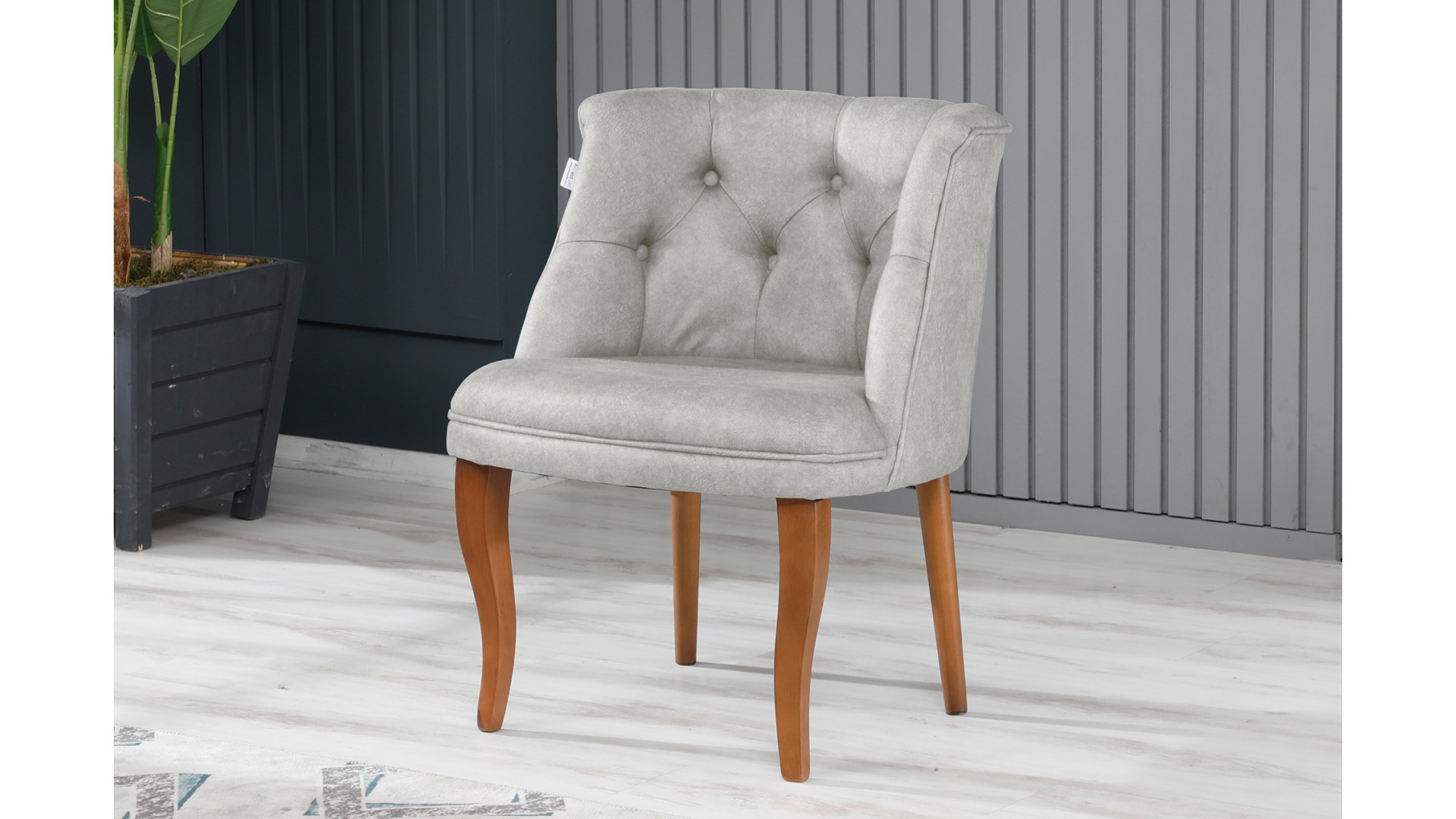 Roma Kolsuz Çay Seti Koltuk Takımı Nubuk Kumaş Kahve Ahşap Ayak Krem