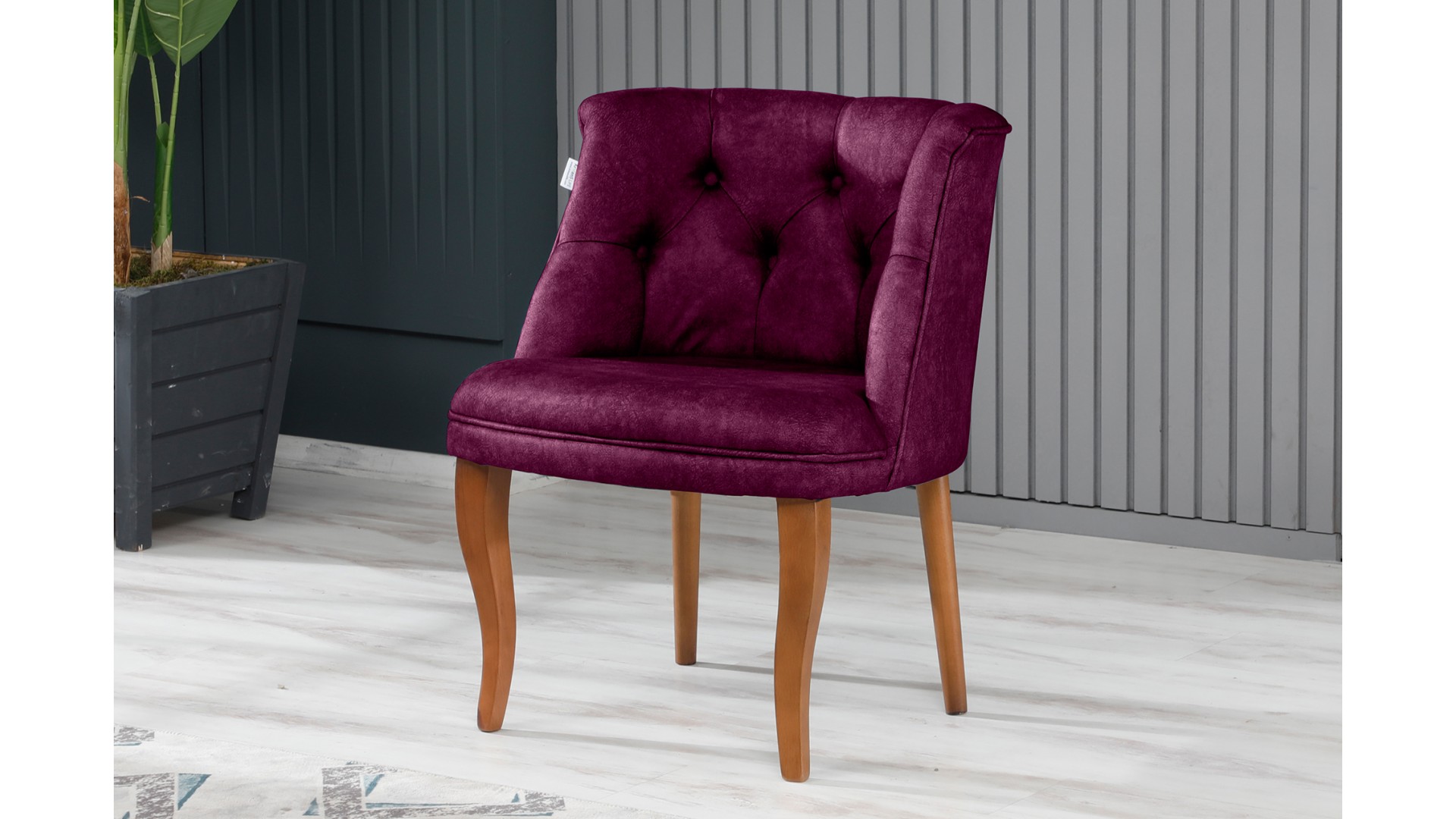 Roma Kolsuz Çay Seti Koltuk Takımı Nubuk Kumaş Kahve Ahşap Ayak Mürdüm