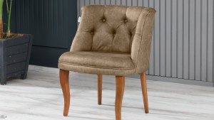 Roma Kolsuz Çay Seti Koltuk Takımı Nubuk Kumaş Kahve Ahşap Ayak Füme