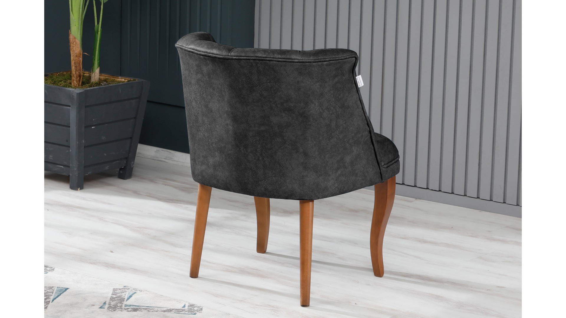 Roma Kolsuz Çay Seti Koltuk Takımı Nubuk Kumaş Kahve Ahşap Ayak Füme