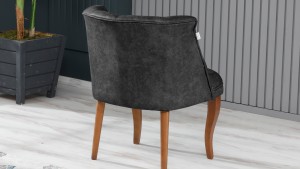 Roma Kolsuz Çay Seti Koltuk Takımı Nubuk Kumaş Kahve Ahşap Ayak Füme