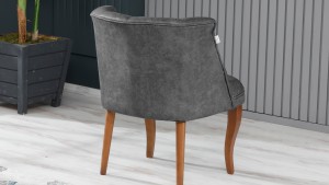 Roma Kolsuz Çay Seti Koltuk Takımı Nubuk Kumaş Kahve Ahşap Ayak Gri