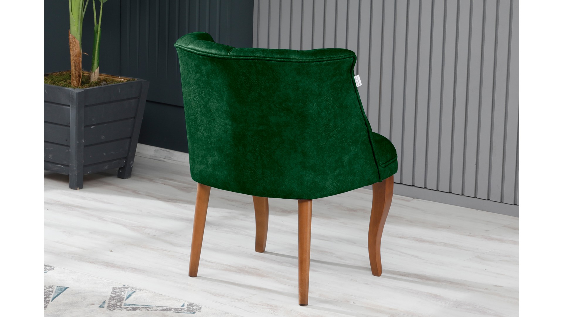 Roma Kolsuz Çay Seti Koltuk Takımı Nubuk Kumaş Kahve Ahşap Ayak Yeşil