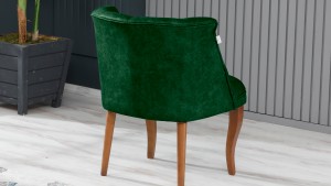 Roma Kolsuz Çay Seti Koltuk Takımı Nubuk Kumaş Kahve Ahşap Ayak Yeşil