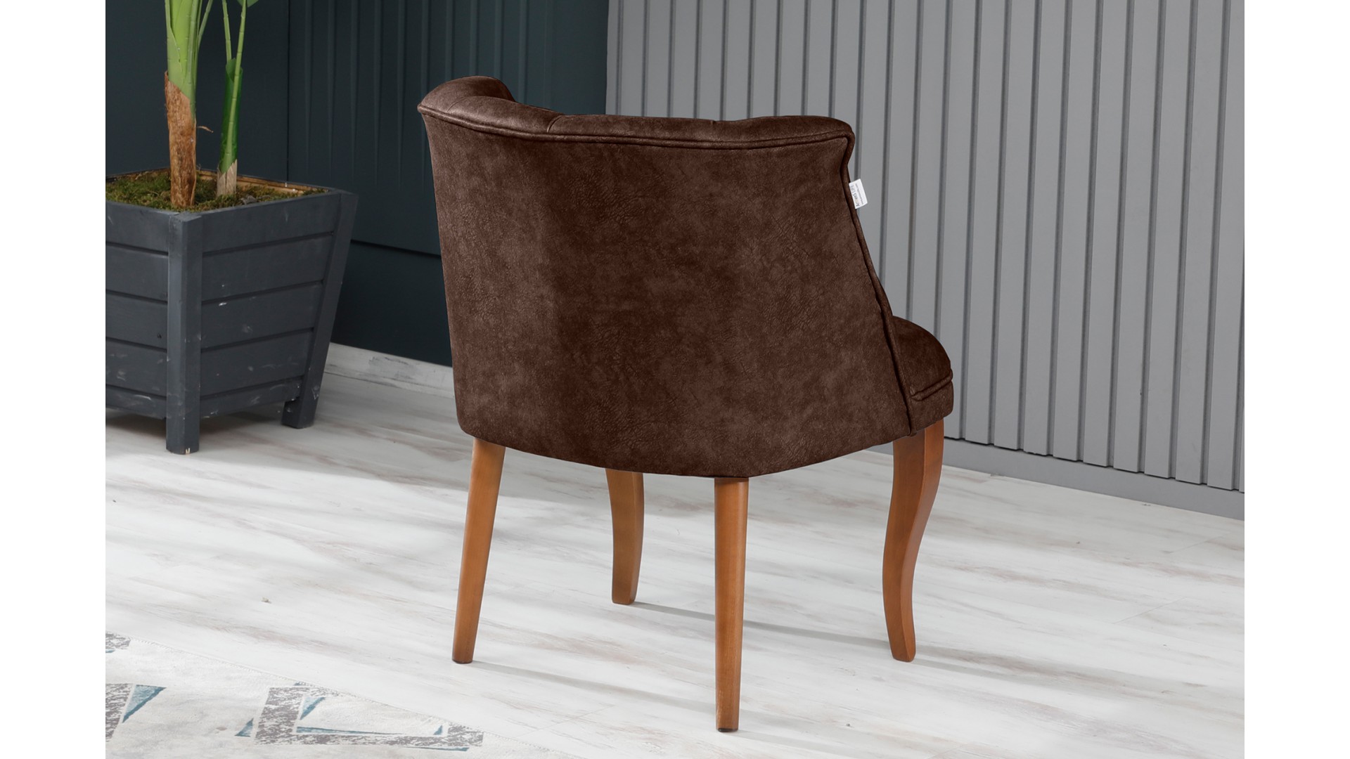 Roma Kolsuz Çay Seti Koltuk Takımı Nubuk Kumaş Kahve Ahşap Ayak Kahve