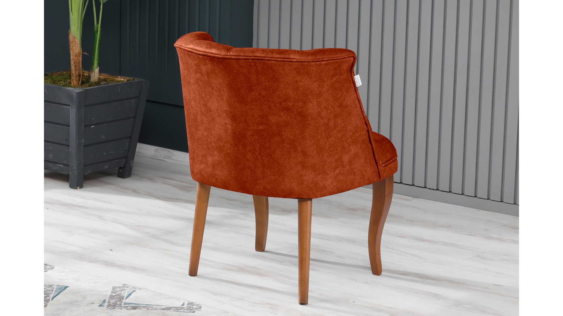 Roma Kolsuz Çay Seti Koltuk Takımı Nubuk Kumaş Kahve Ahşap Ayak Kiremit