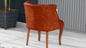 Roma Kolsuz Çay Seti Koltuk Takımı Nubuk Kumaş Kahve Ahşap Ayak Kiremit