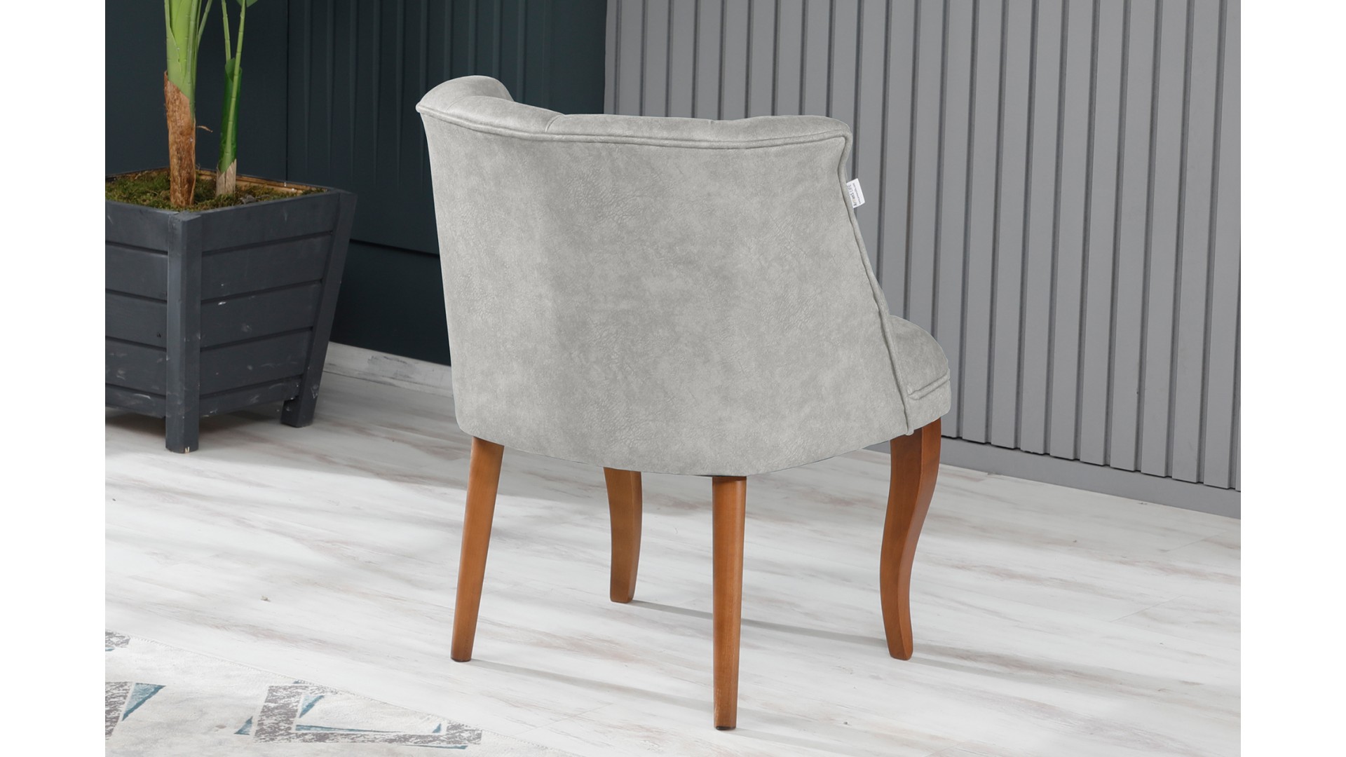 Roma Kolsuz Çay Seti Koltuk Takımı Nubuk Kumaş Kahve Ahşap Ayak Krem