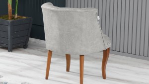 Roma Kolsuz Çay Seti Koltuk Takımı Nubuk Kumaş Kahve Ahşap Ayak Krem