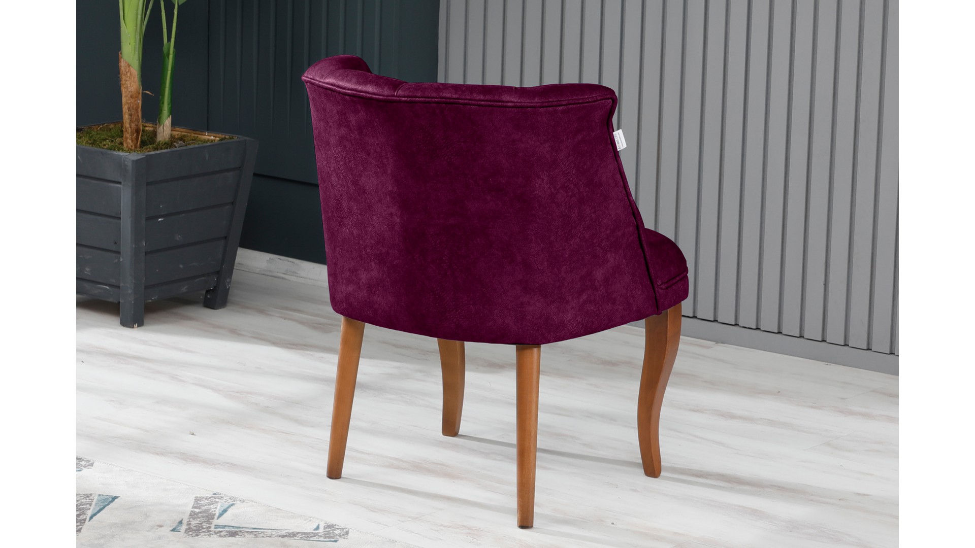 Roma Kolsuz Çay Seti Koltuk Takımı Nubuk Kumaş Kahve Ahşap Ayak Mürdüm