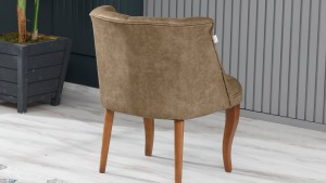 Roma Kolsuz Çay Seti Koltuk Takımı Nubuk Kumaş Kahve Ahşap Ayak Füme