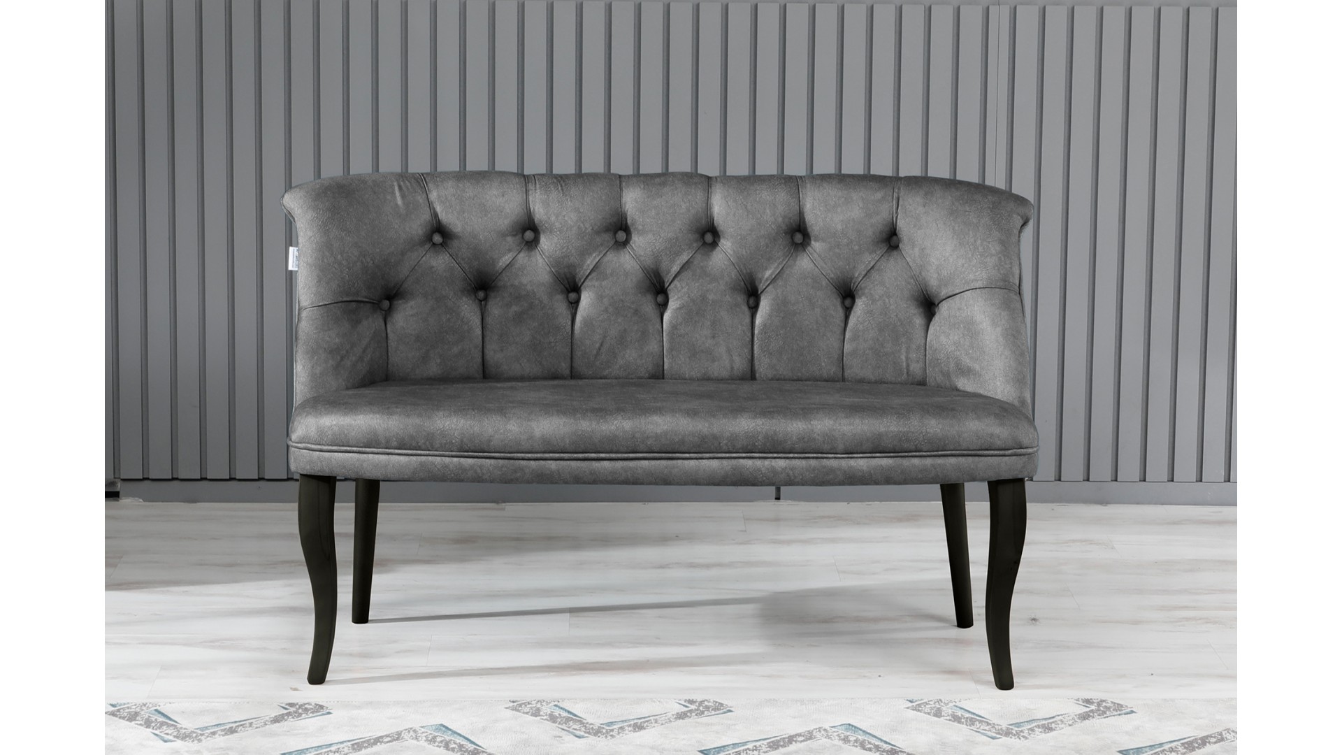 Roma Kolsuz Çay Seti Koltuk Takımı Nubuk Kumaş Ahşap Ahşap Ayak Gri