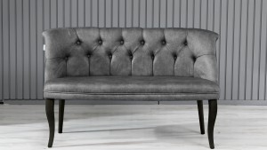 Roma Kolsuz Çay Seti Koltuk Takımı Nubuk Kumaş Ahşap Ahşap Ayak Gri