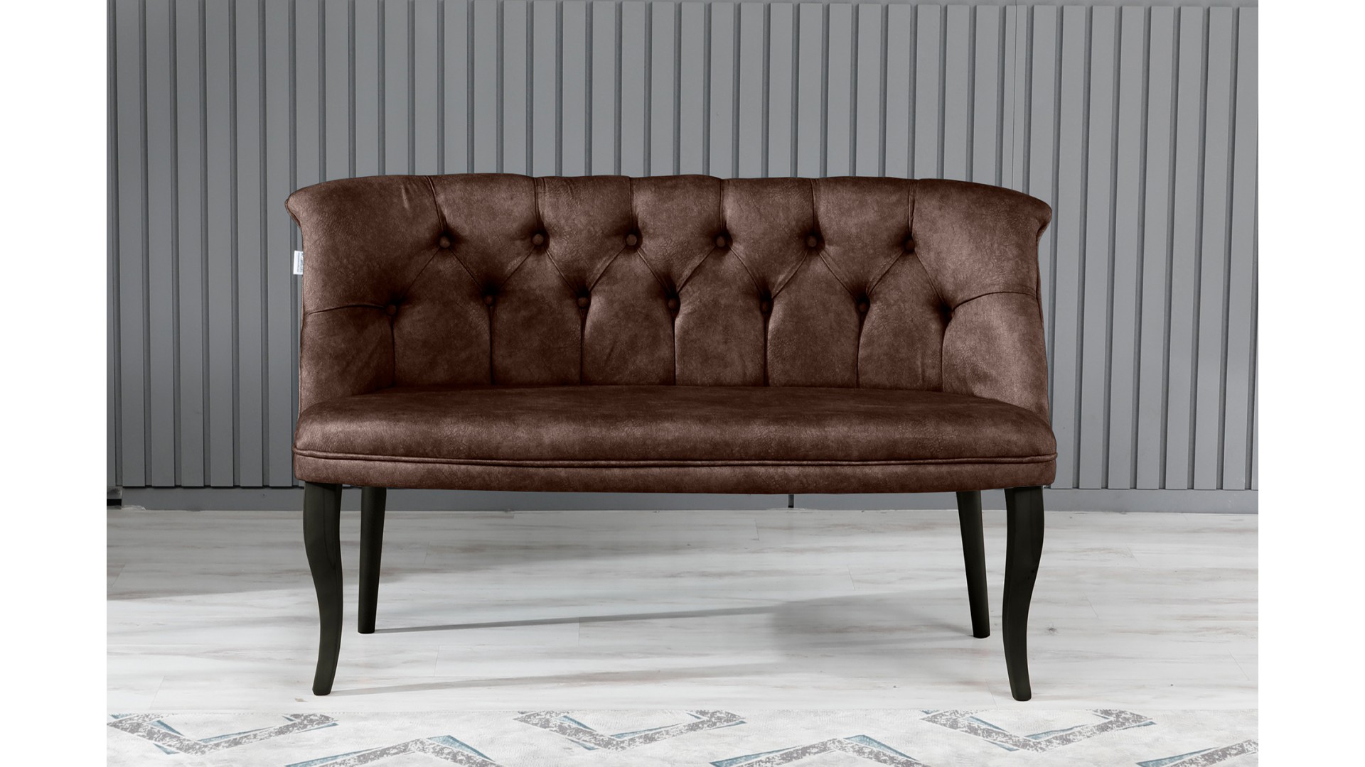 Roma Kolsuz Çay Seti İkili Koltuk Nubuk Kumaş Siyah Ahşap Ayak Kahve