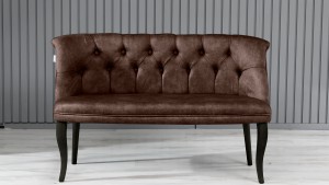 Roma Kolsuz Çay Seti İkili Koltuk Nubuk Kumaş Siyah Ahşap Ayak Kahve