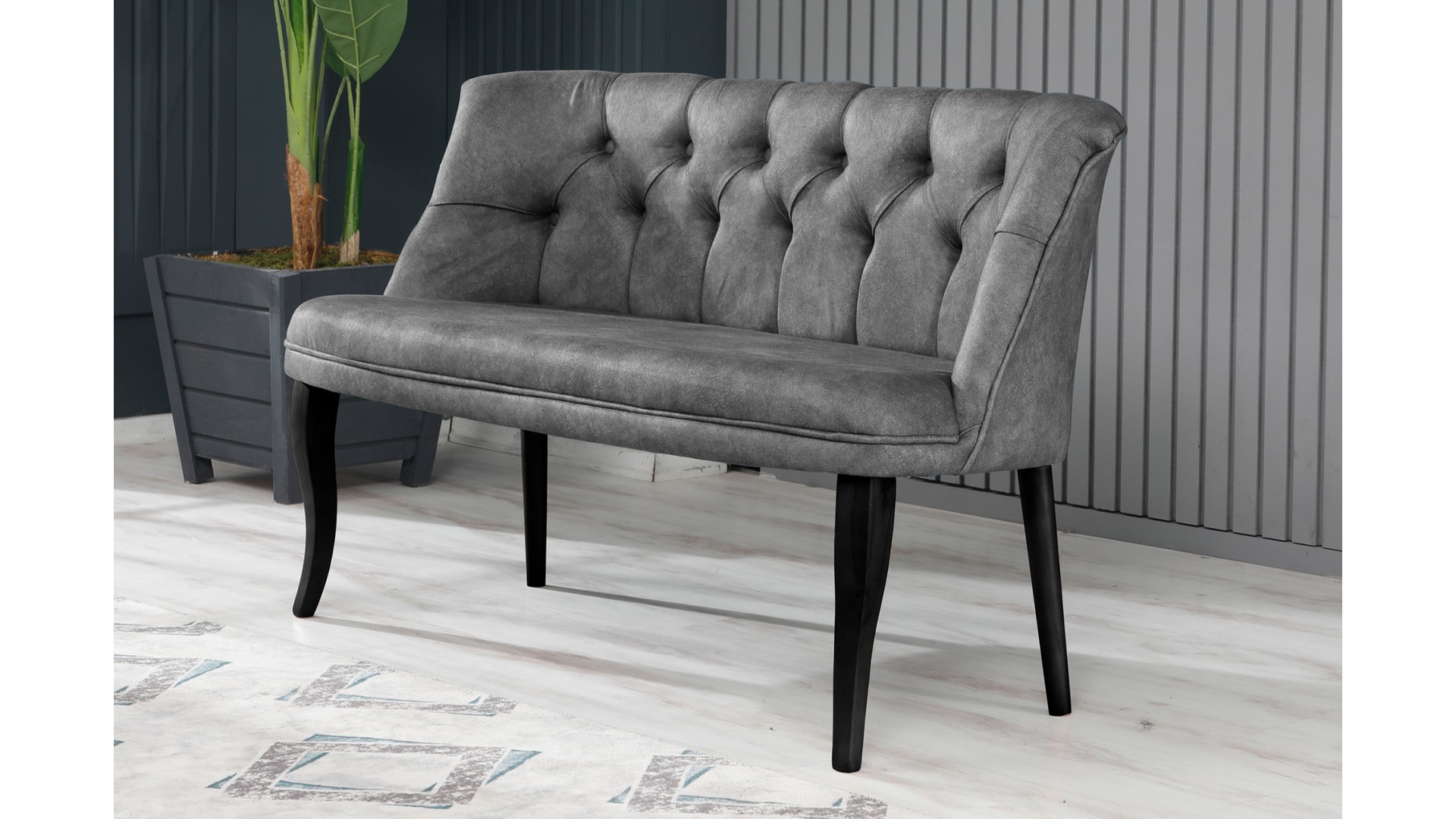 Roma Kolsuz Çay Seti Koltuk Takımı Nubuk Kumaş Ahşap Ahşap Ayak Gri