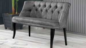 Roma Kolsuz Çay Seti Koltuk Takımı Nubuk Kumaş Ahşap Ahşap Ayak Gri