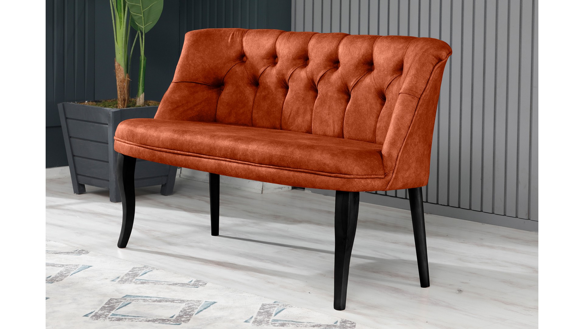 Roma Kolsuz Çay Seti Koltuk Takımı Nubuk Kumaş Ahşap Ahşap Ayak Kiremit